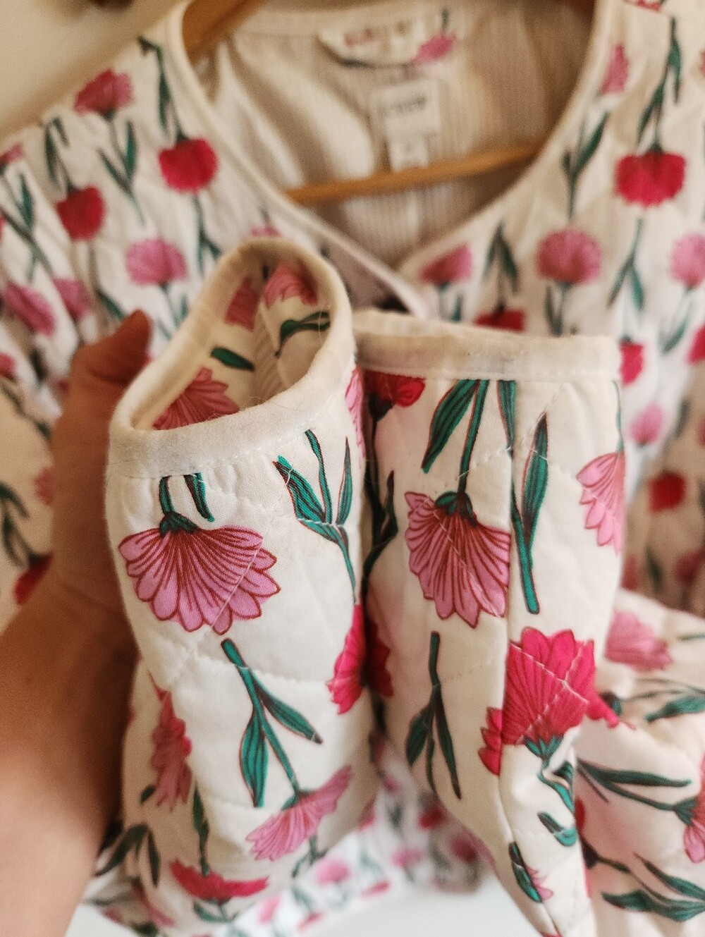 J.Crew Quilted Jacket Blazed Cream Pink Floral Cotton Blend Large 12 - Picture 5 of 9